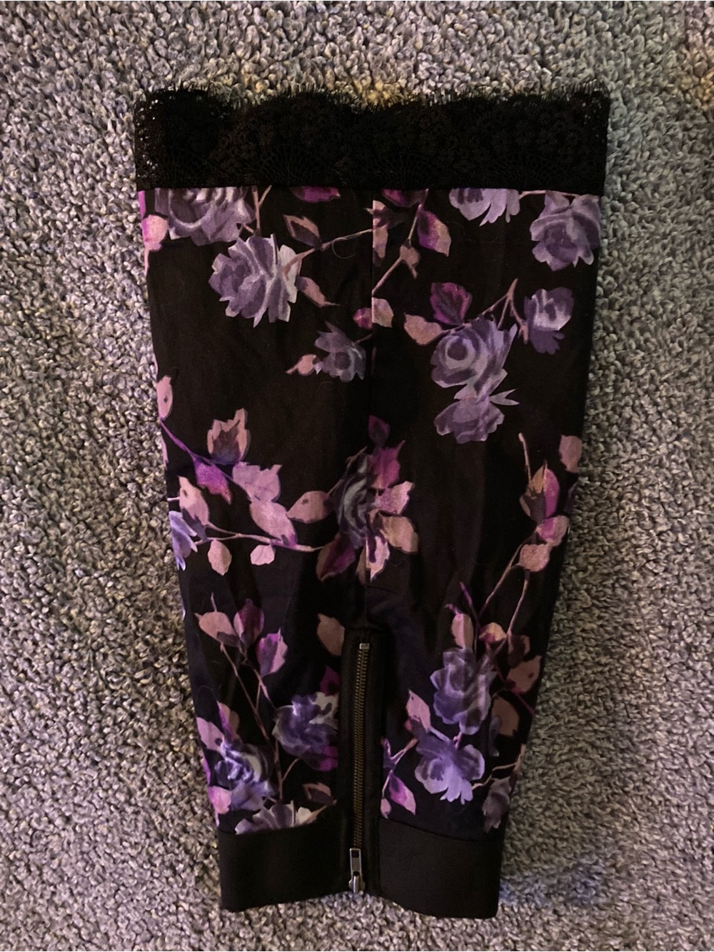 Elle Black Floral Lace-Trim Pencil Skirt